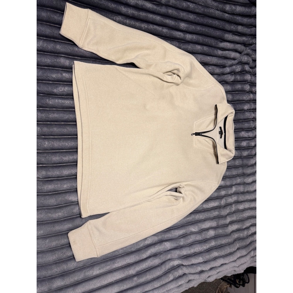 Mens Banana Republic Cream Quarter Zip Pullover Sweater Mock Neck Long Sleeve